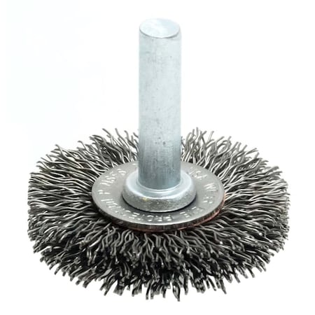 Weiler 1-1/2" Wire Radial Wheel, .014" Steel Fill, 1/4" Stem 17953